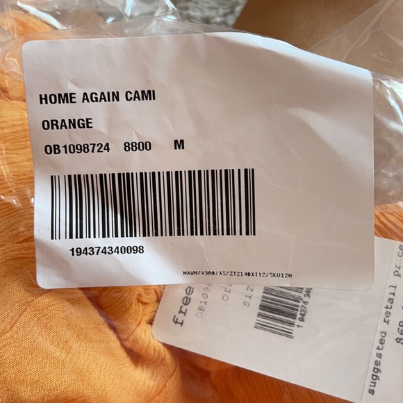Free People Womens Orange Home Again Camisole - Picture 4 of 5